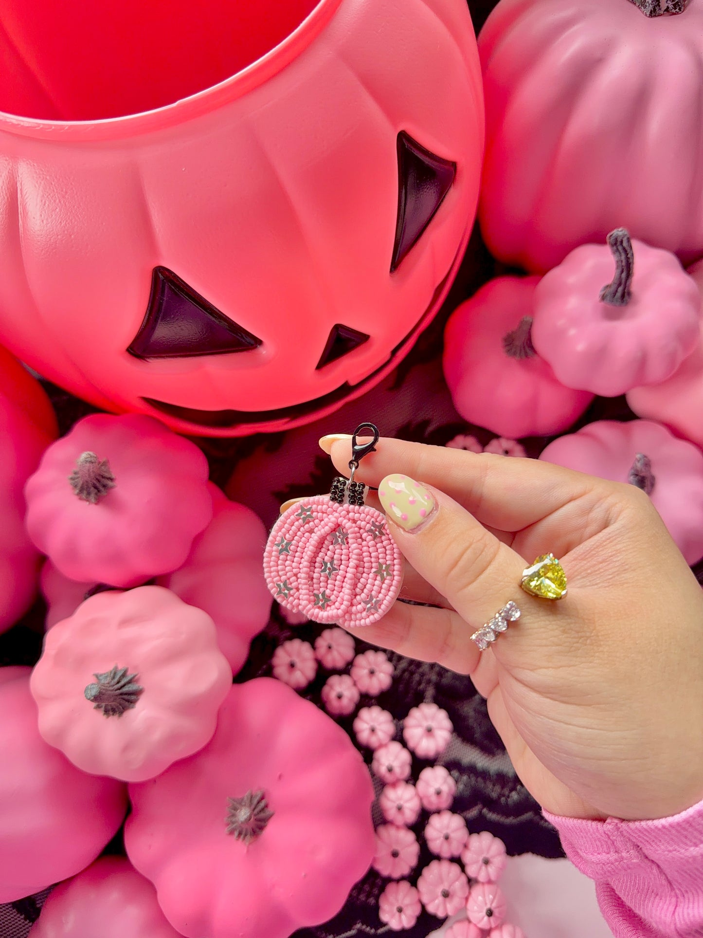 Pink Beaded Pumpkin