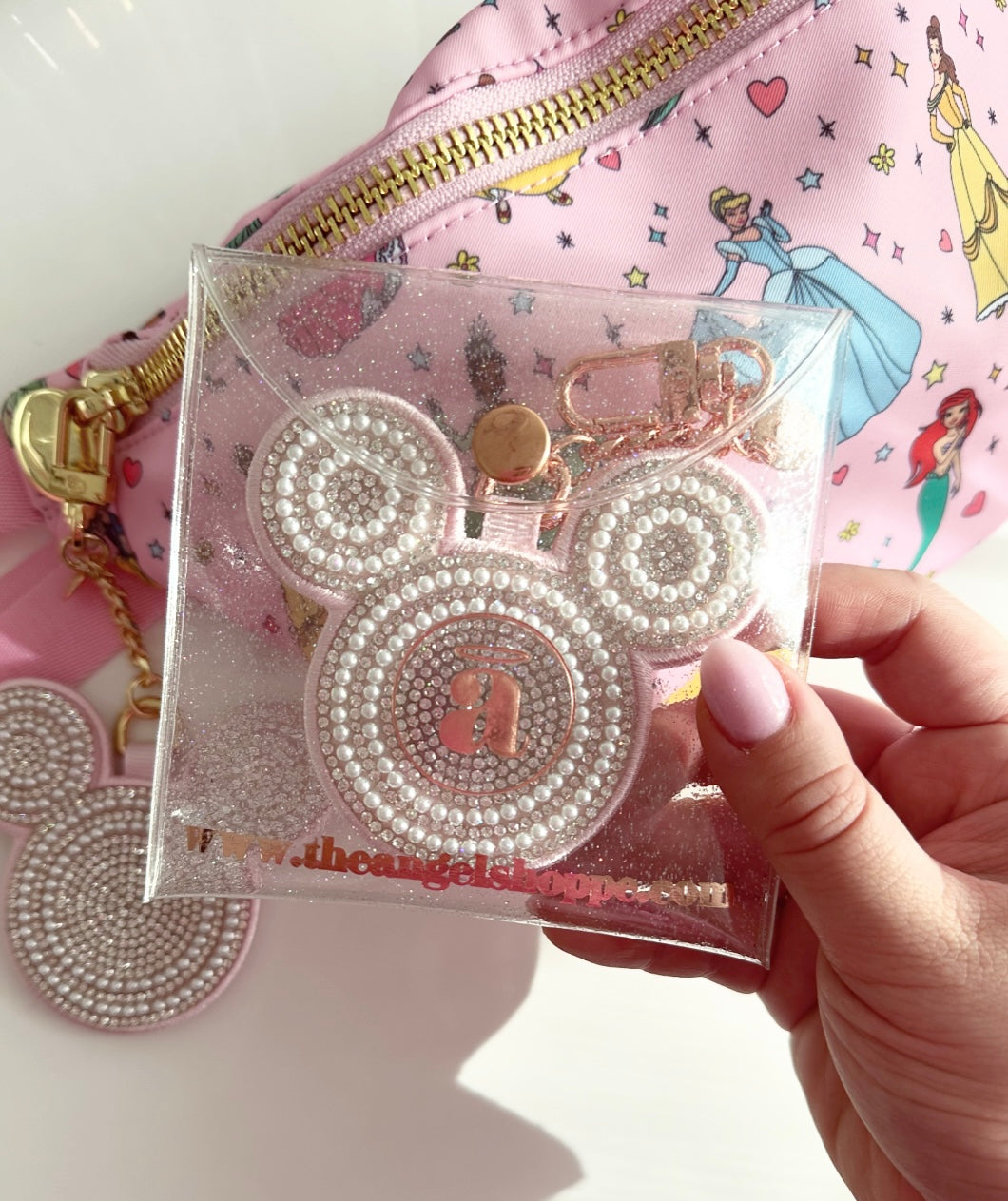 MOUSE crystal pearl bag charm (double sided)