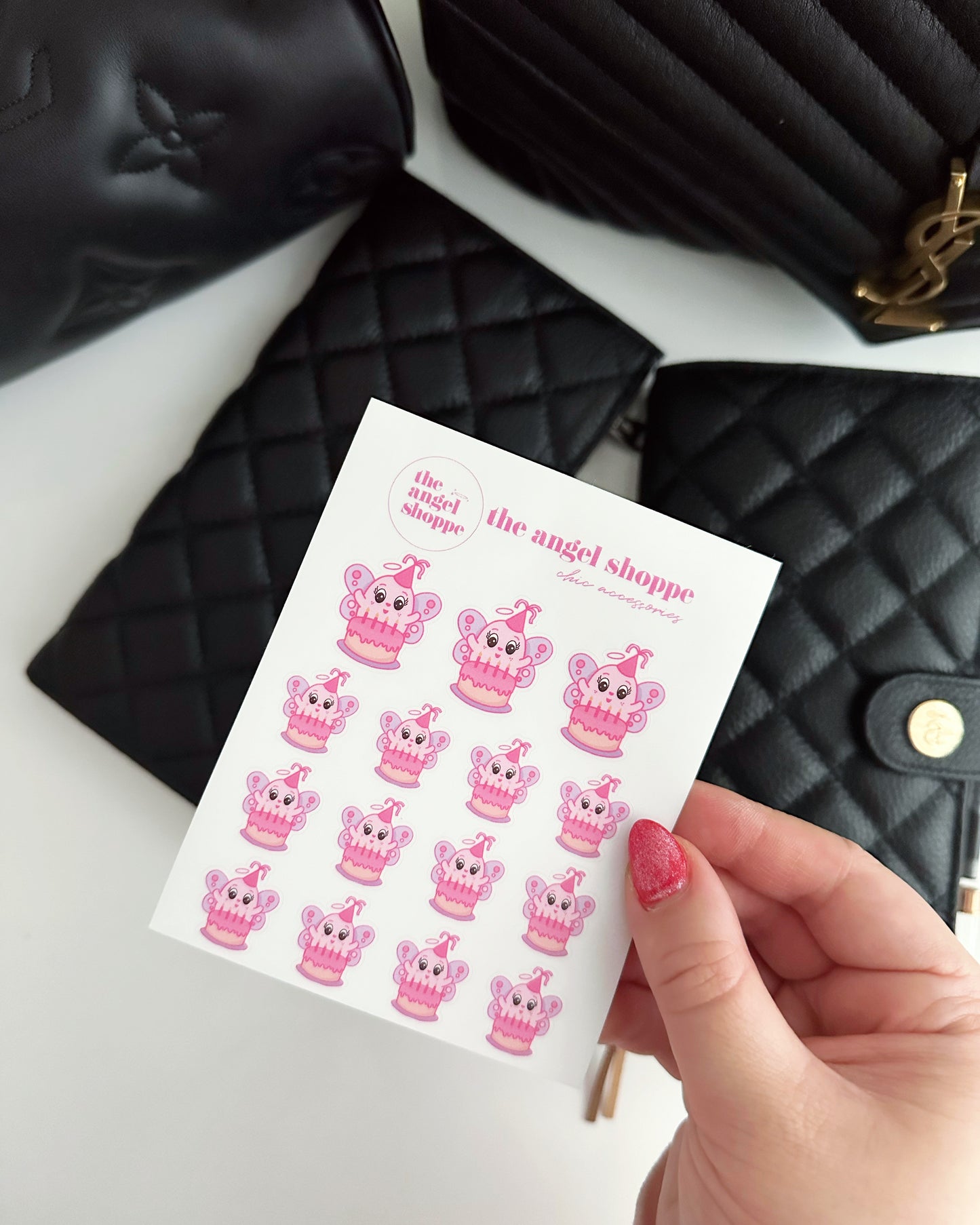 Angel birthday celebrations (clear matte stickers) - character stickers