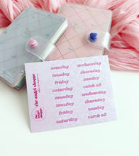 (Pink) Days of the week stickers- long version