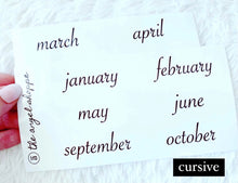 classic black monthly clear stickers