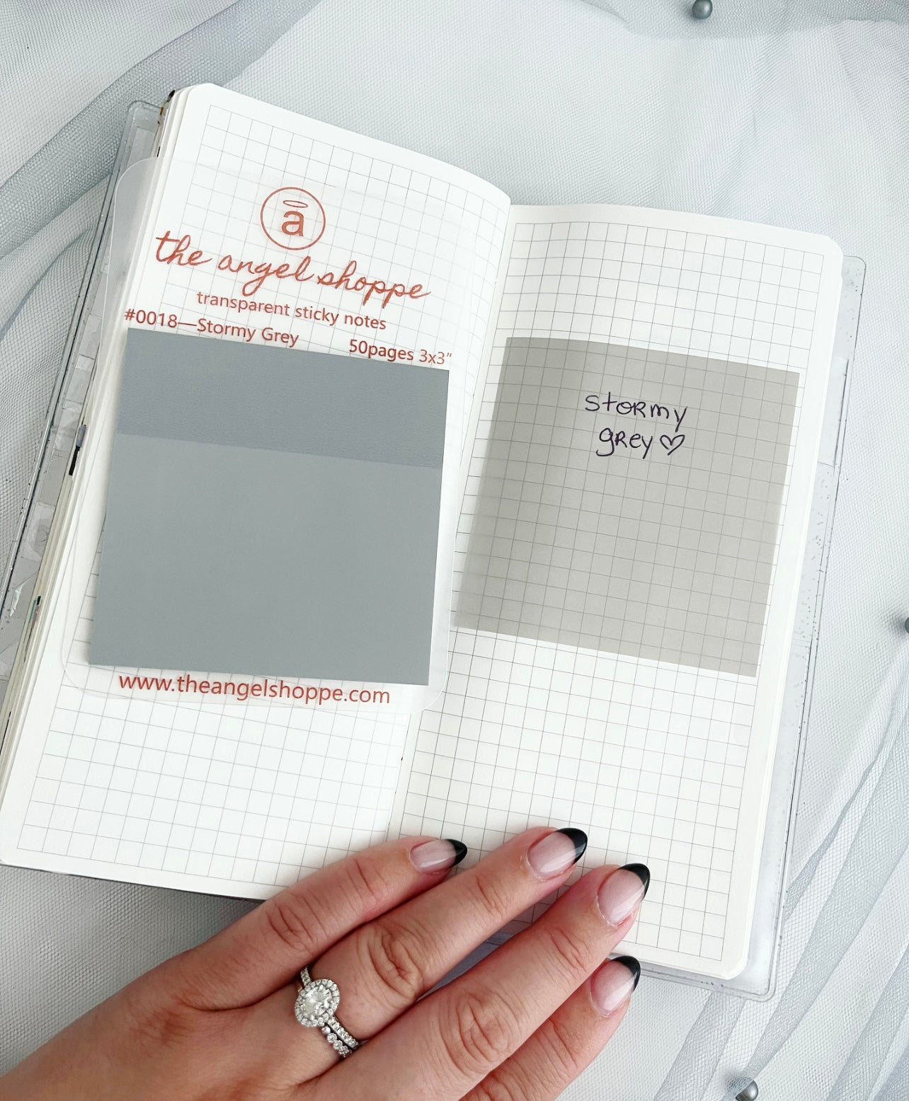 Stormy Grey Transparent Sticky Notes