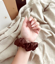 100% real silk - chocolate brown luxe hair scrunchie