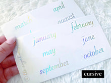 Holographic foil months- clear stickers