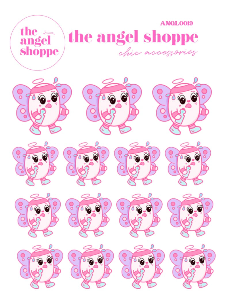 Exercise/jogging Angel (clear matte stickers)