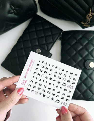 Classic font black date dots (clear matte stickers)