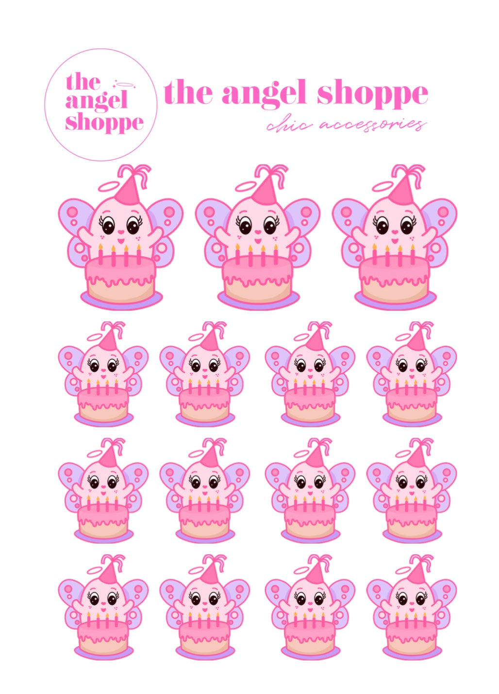 Angel birthday celebrations (clear matte stickers) - character stickers