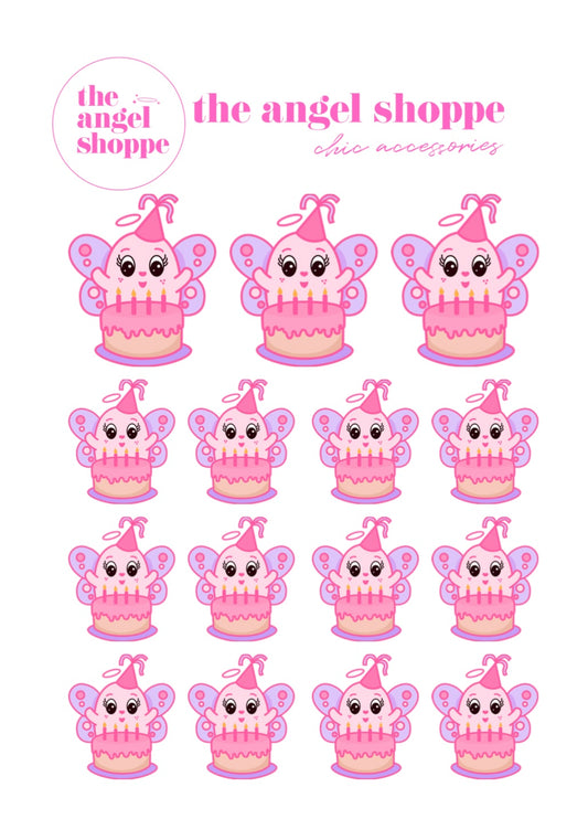 Angel birthday celebrations (clear matte stickers) - character stickers