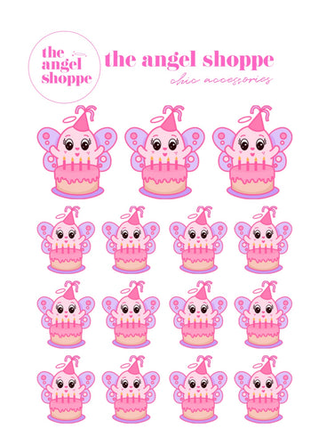 Angel birthday celebrations (clear matte stickers)