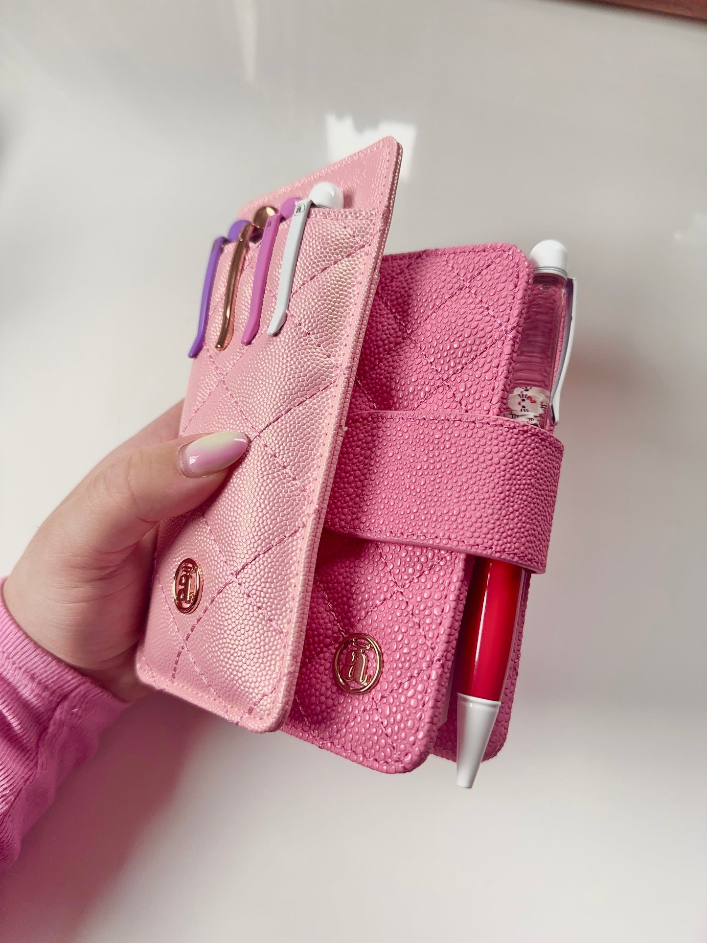 Azalea Pink Quilted Passport Cover
