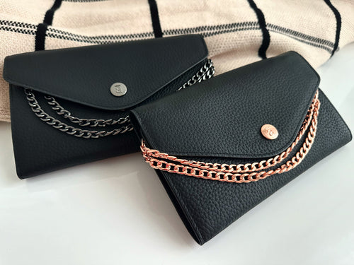 * 9 left * Black Noir Clutch (weeks cover & purse) WITH chain * NO coupon codes!*