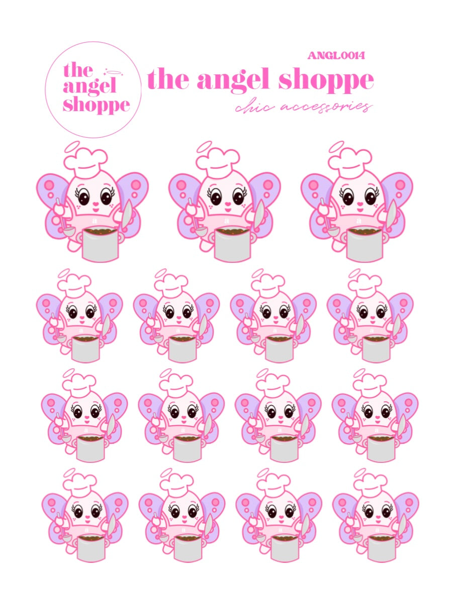 Cooking Angel (clear matte stickers)-  character stickers