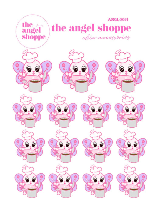 Cooking Angel (clear matte stickers)-  character stickers