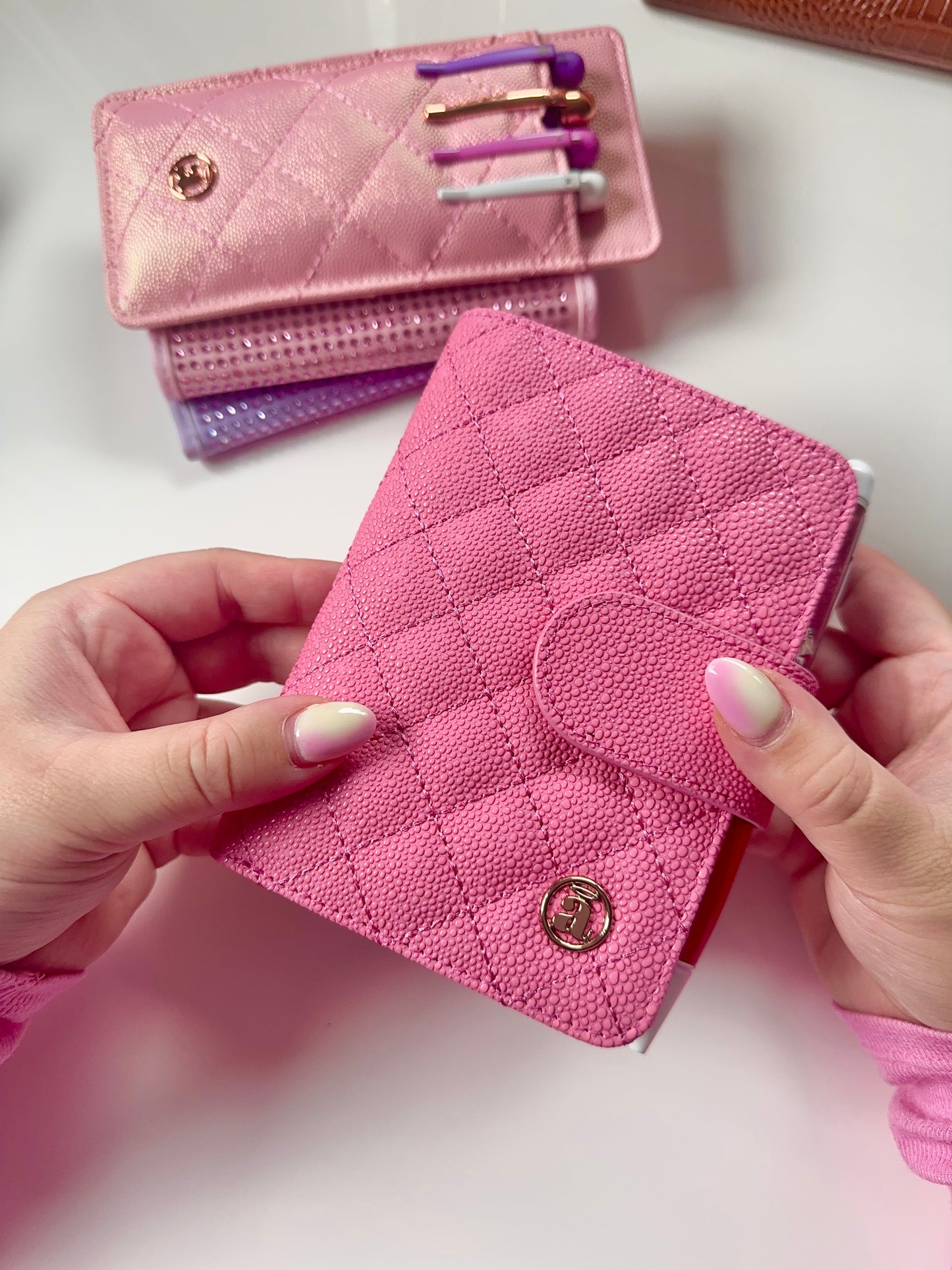 Azalea Pink Quilted Passport Cover