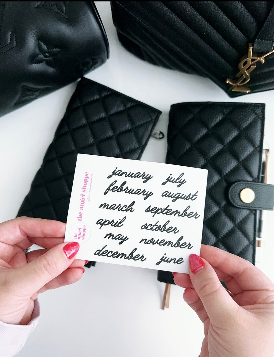 Cursive font Monthly stickers in black (clear matte stickers) – The ...