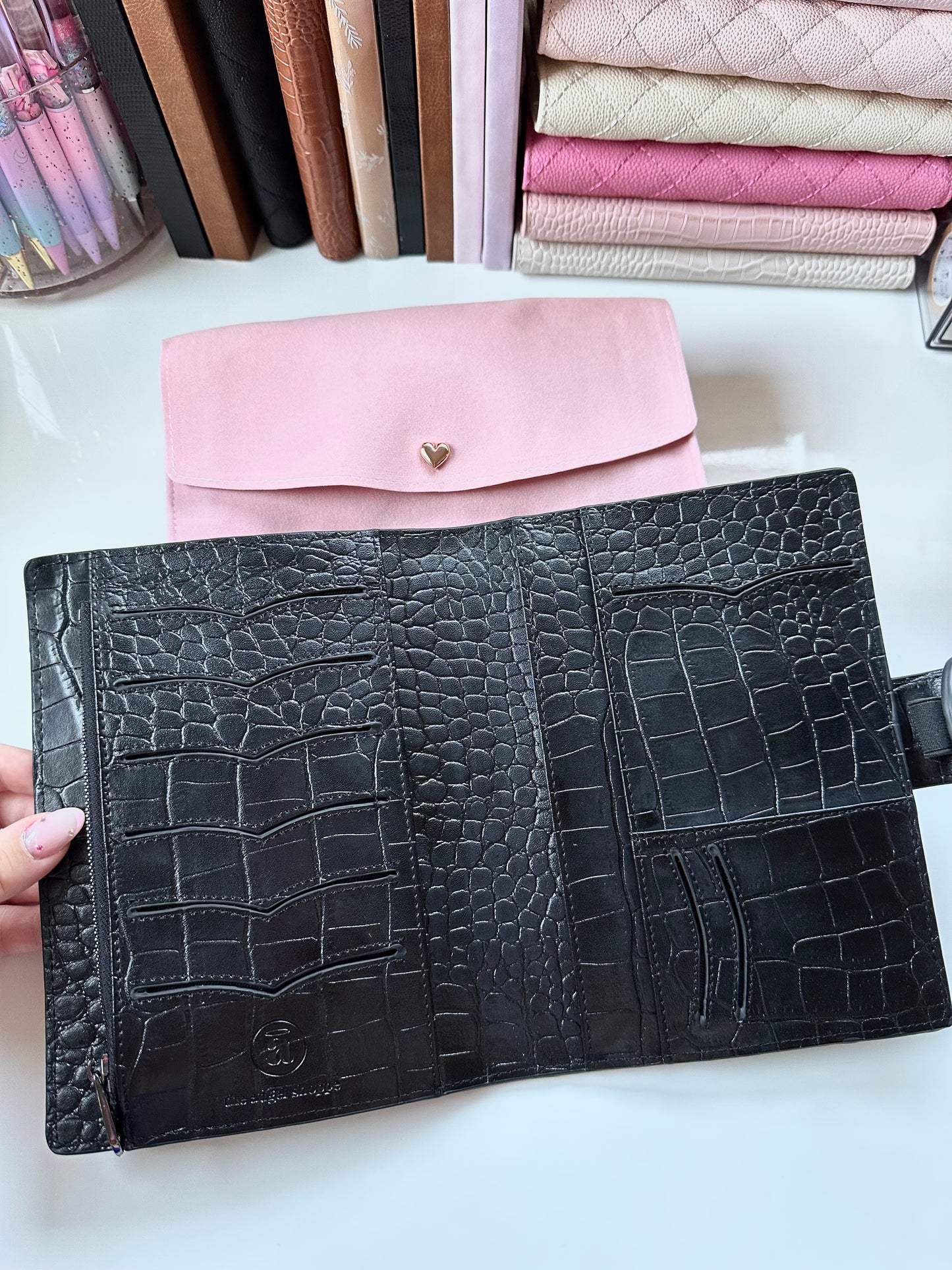 Noir Croc b6 planner cover - REAL GENUINE LEATHER!