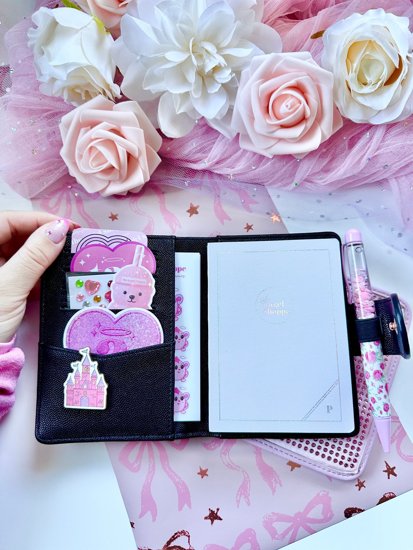 Onyx cashmere quilted passport cover