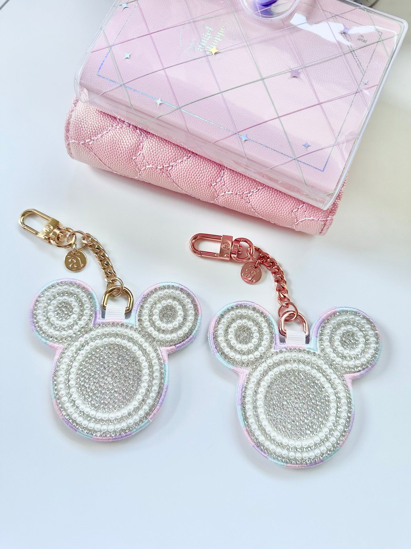 MOUSE crystal pearl bag charm (double sided)