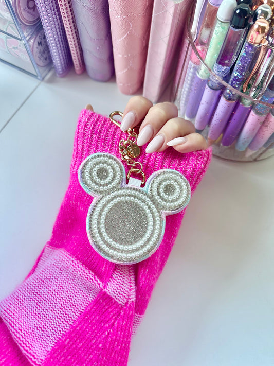 MOUSE crystal pearl bag charm (double sided)