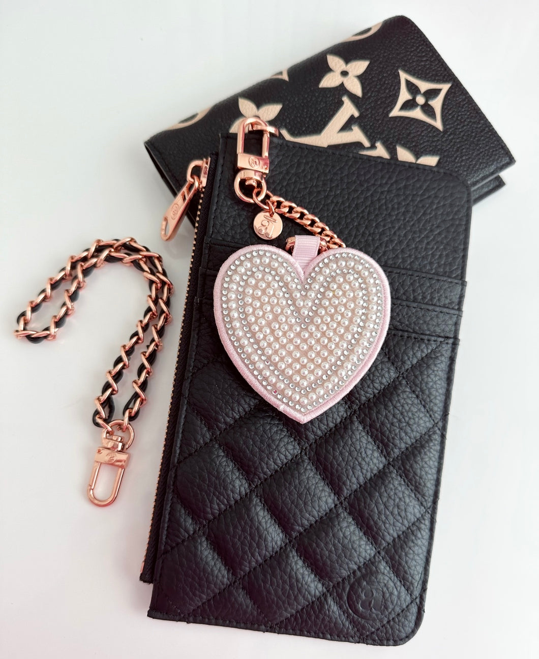 Lover designer heart keychains - pearls and crystals * Limited Edition *