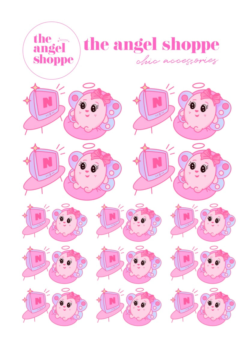 Angel watching TV -  character stickers