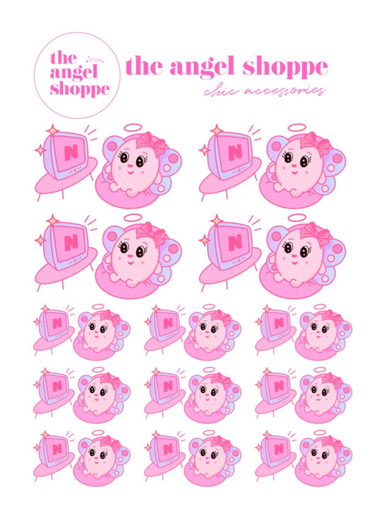 Angel watching TV -  character stickers