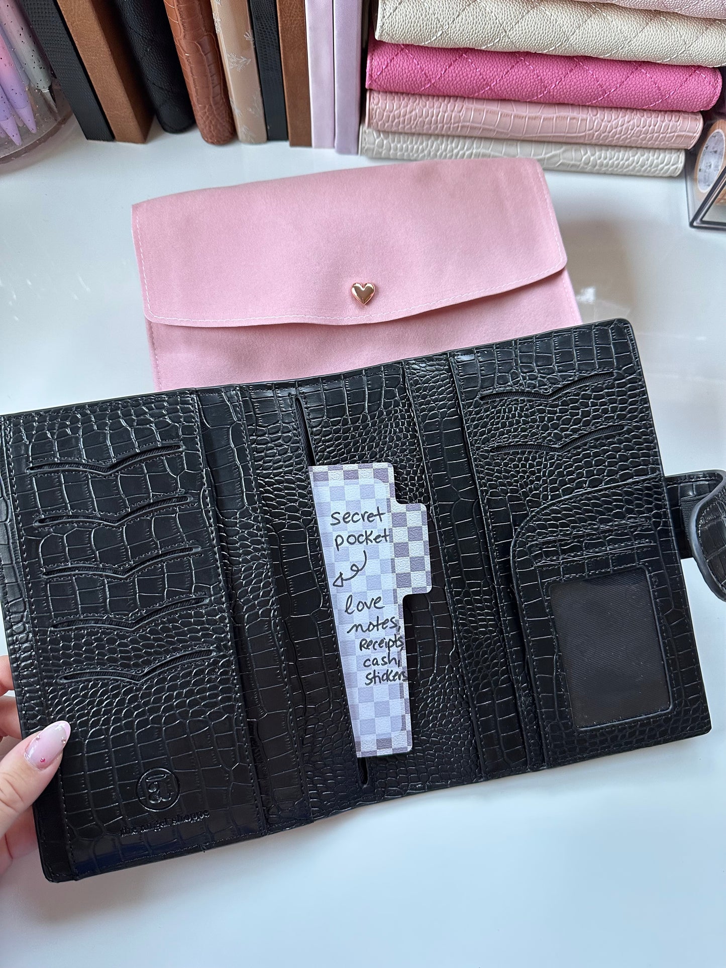 Noir Croc b6 planner cover - REAL GENUINE LEATHER!