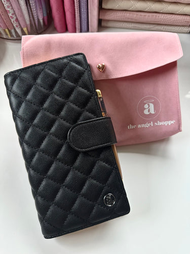 * 4 left * Caviar Black Quilted Weeks Cover
