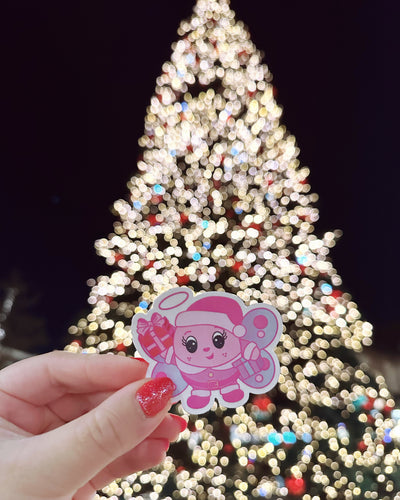 Santa Angel (holo star overlay) vinyl sticker