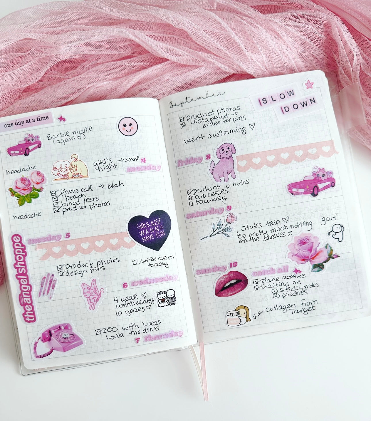 (Pink) Days of the week stickers- long version