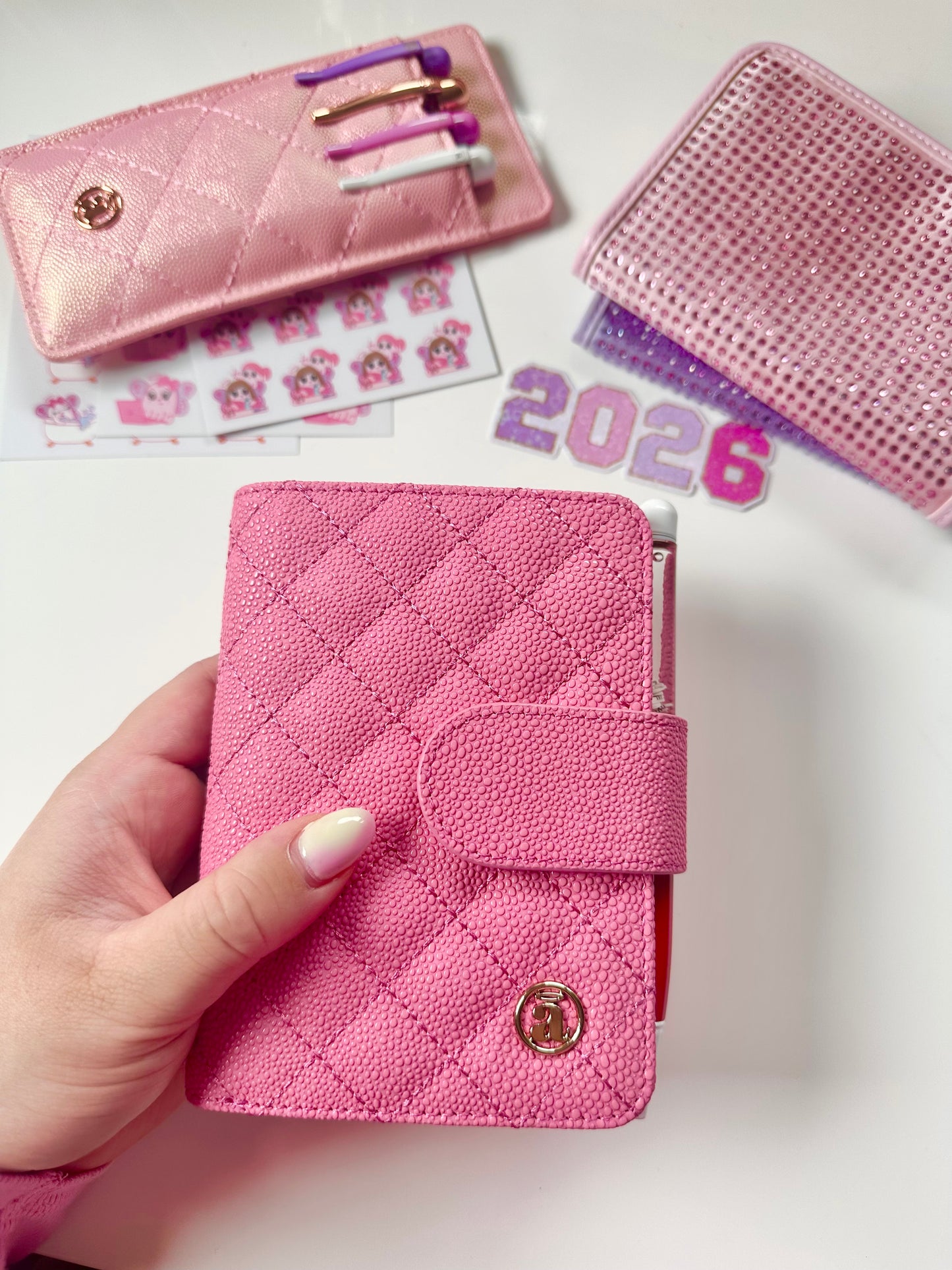 Azalea Pink Quilted Passport Cover