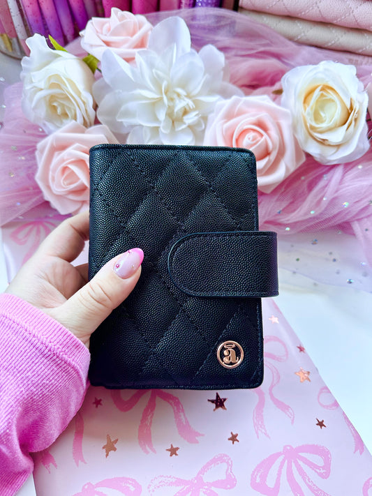 Onyx cashmere quilted passport cover