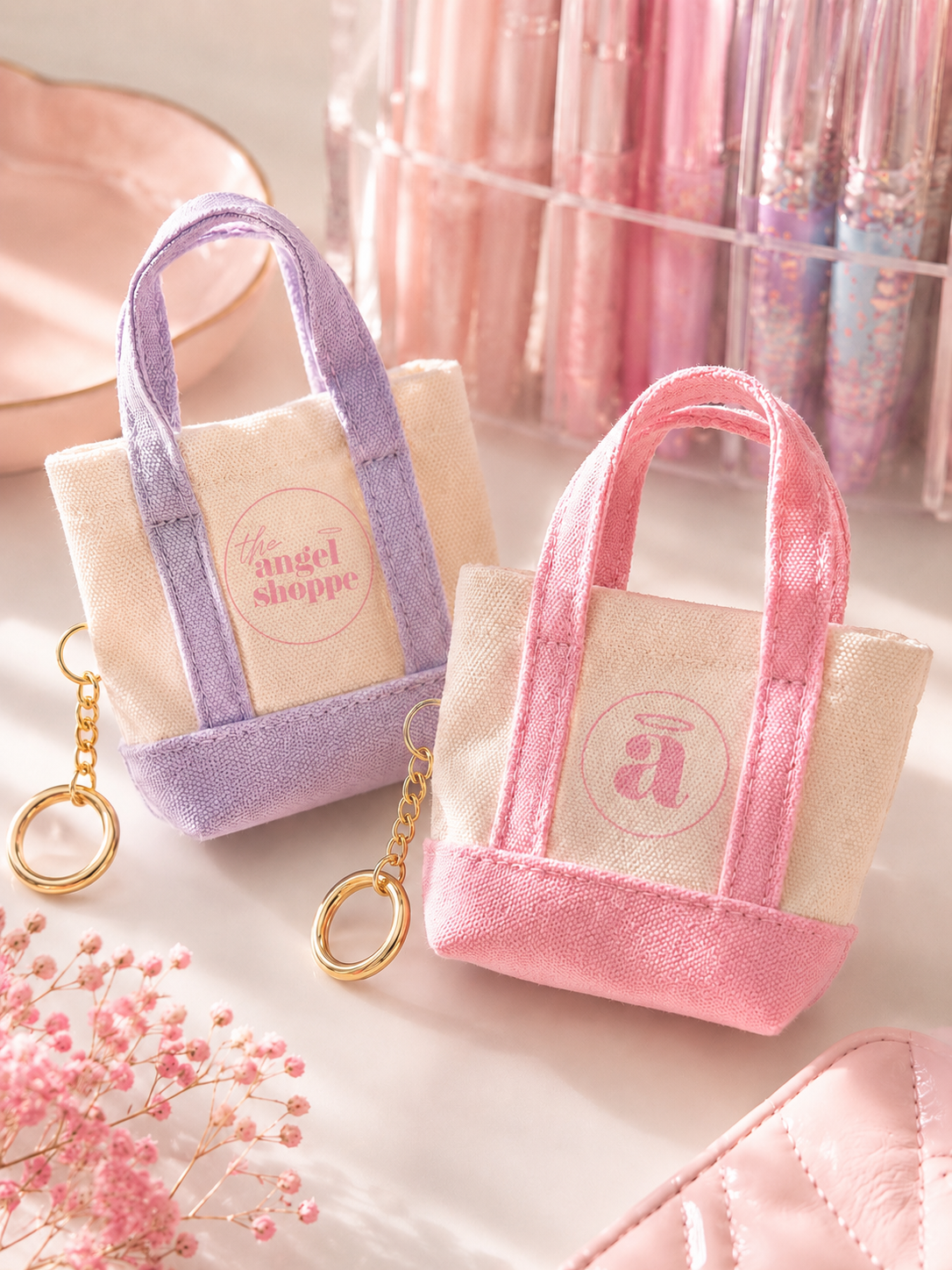 Exclusive mini canvas tote bag charm
