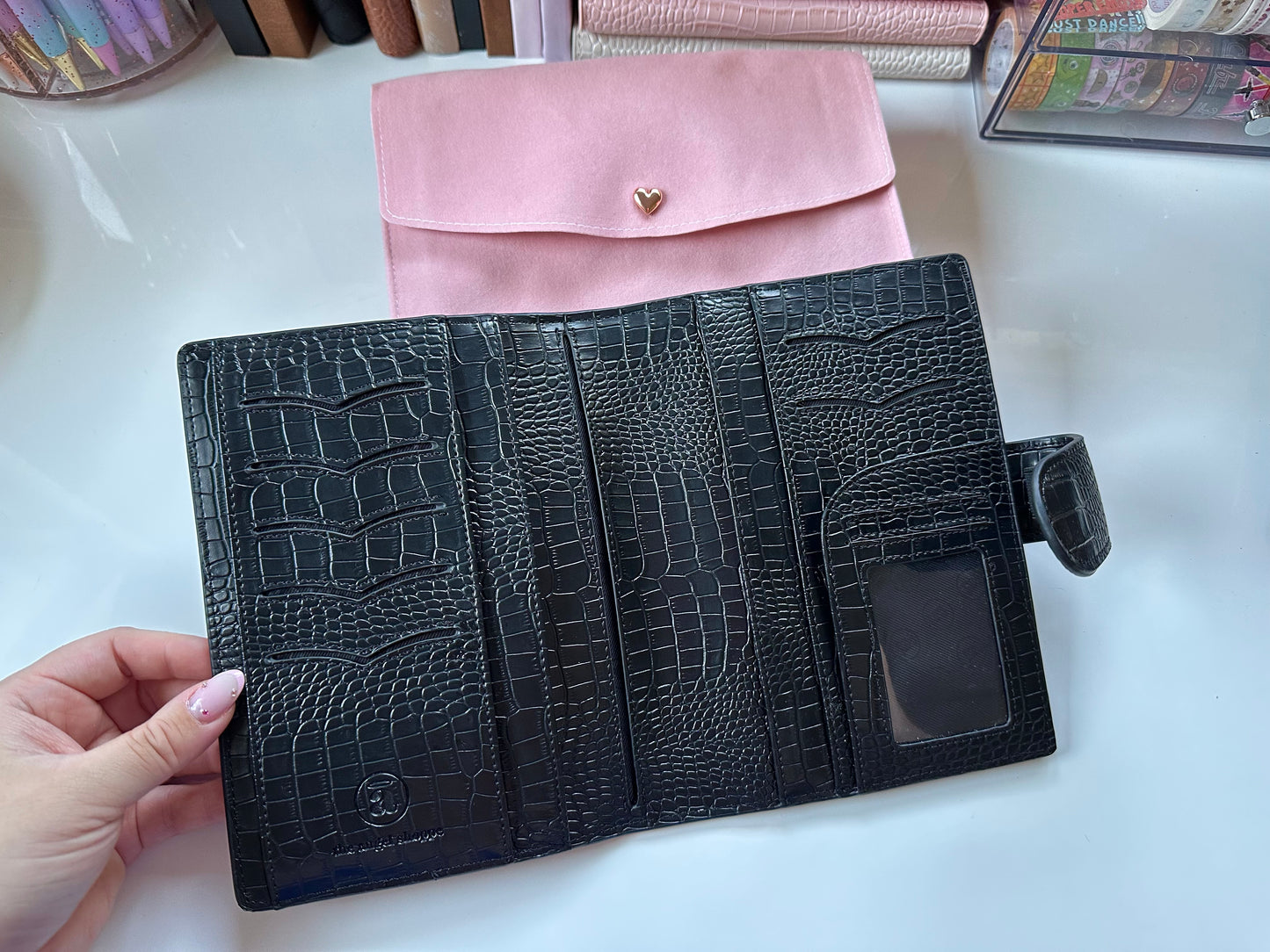 Noir Croc b6 planner cover - REAL GENUINE LEATHER!