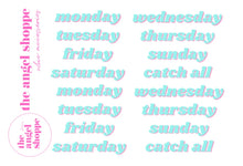 (Teal) Days of the week stickers - long version