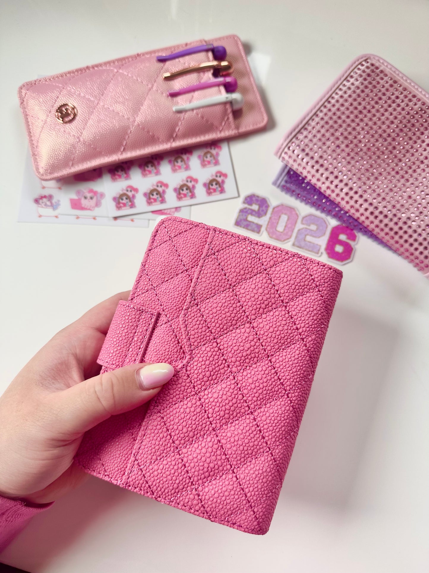 Azalea Pink Quilted Passport Cover