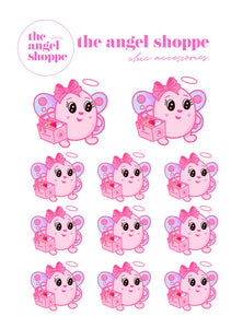 Angel grocery shopping (clear matte stickers)