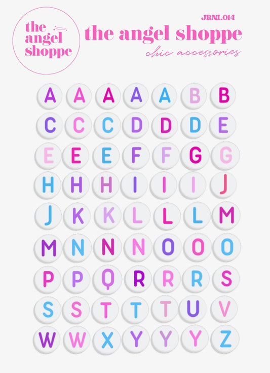 bead letter (colored) stickers