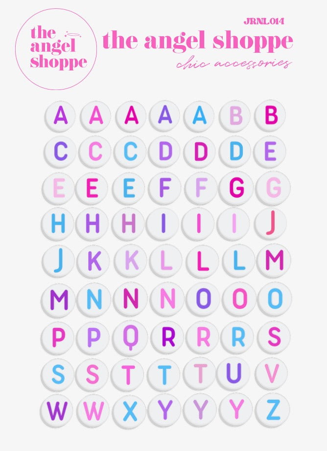 bead letter (colored) stickers