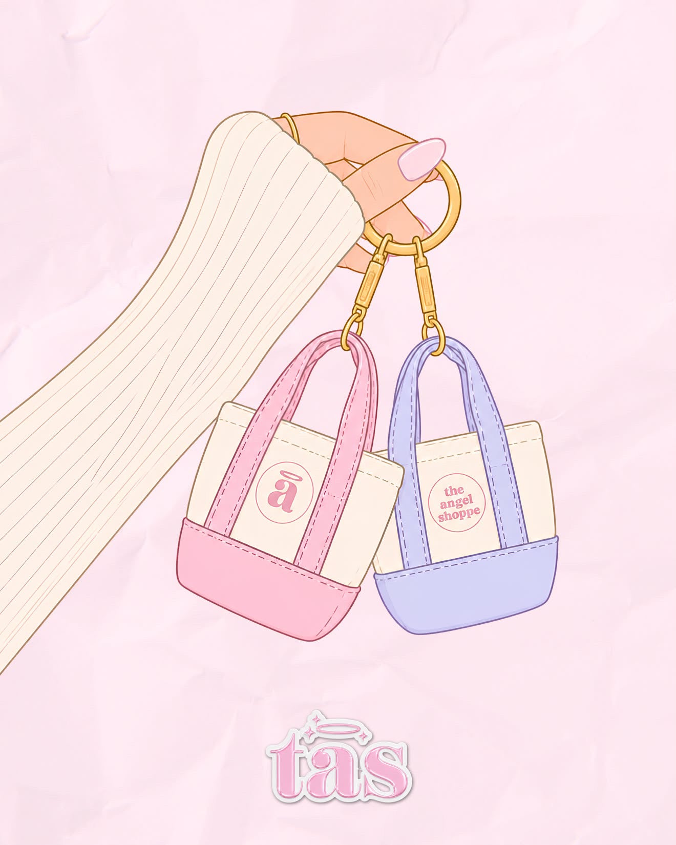 Exclusive mini canvas tote bag charm