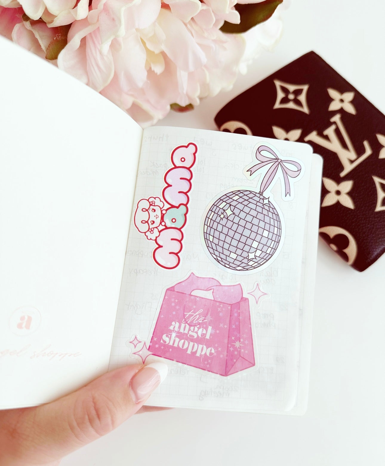 The Angel Shoppe shopping addict bag vinyl sticker