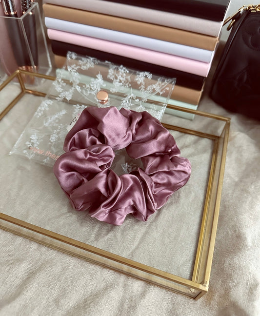 100% real silk - dusty rose luxe hair scrunchie