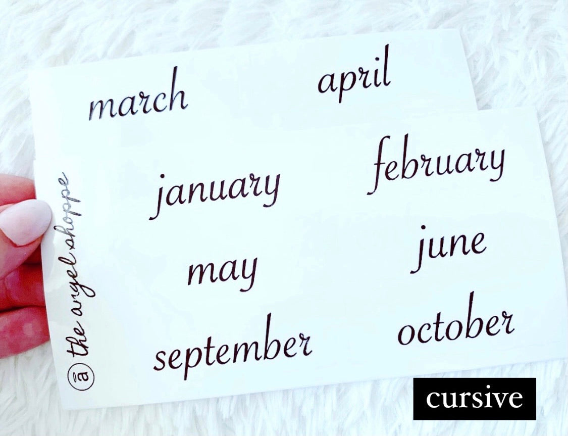 classic black monthly clear stickers
