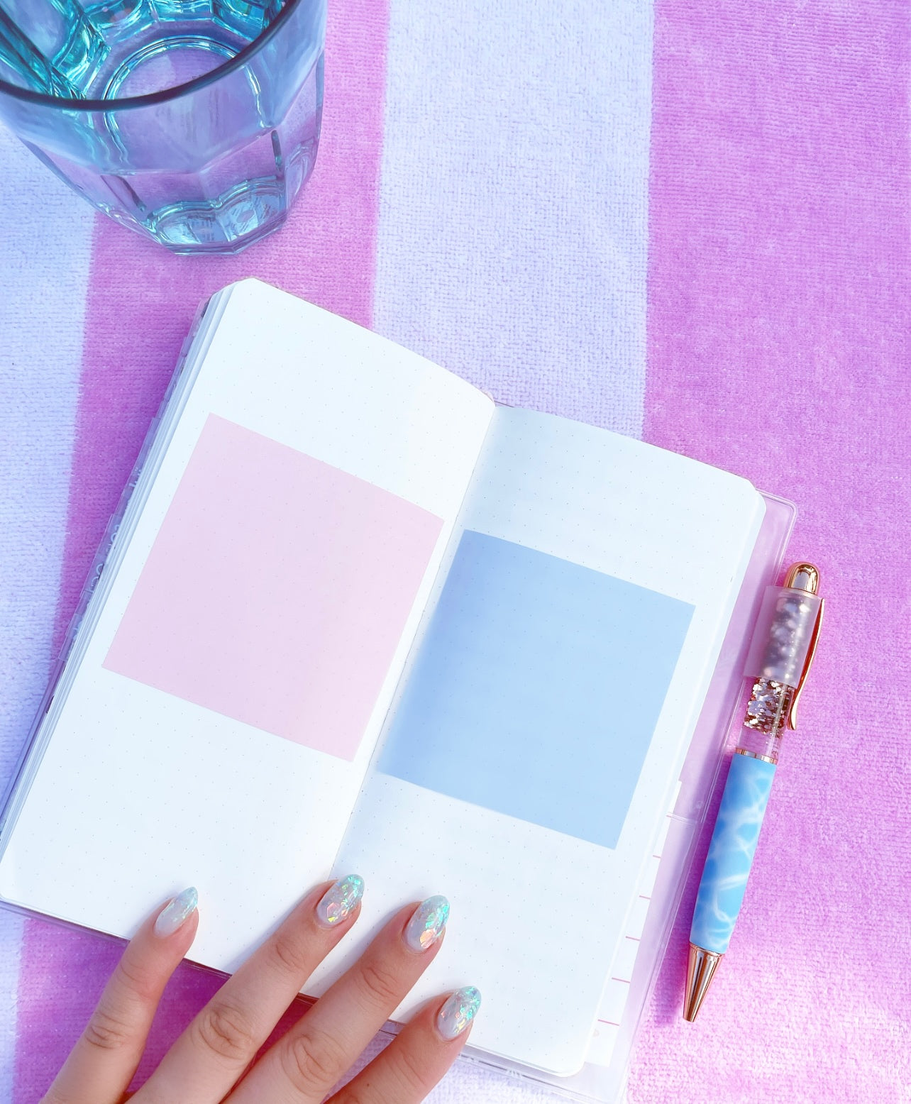 Light washed Jeans + Blush Pink Transparent Sticky Notes
