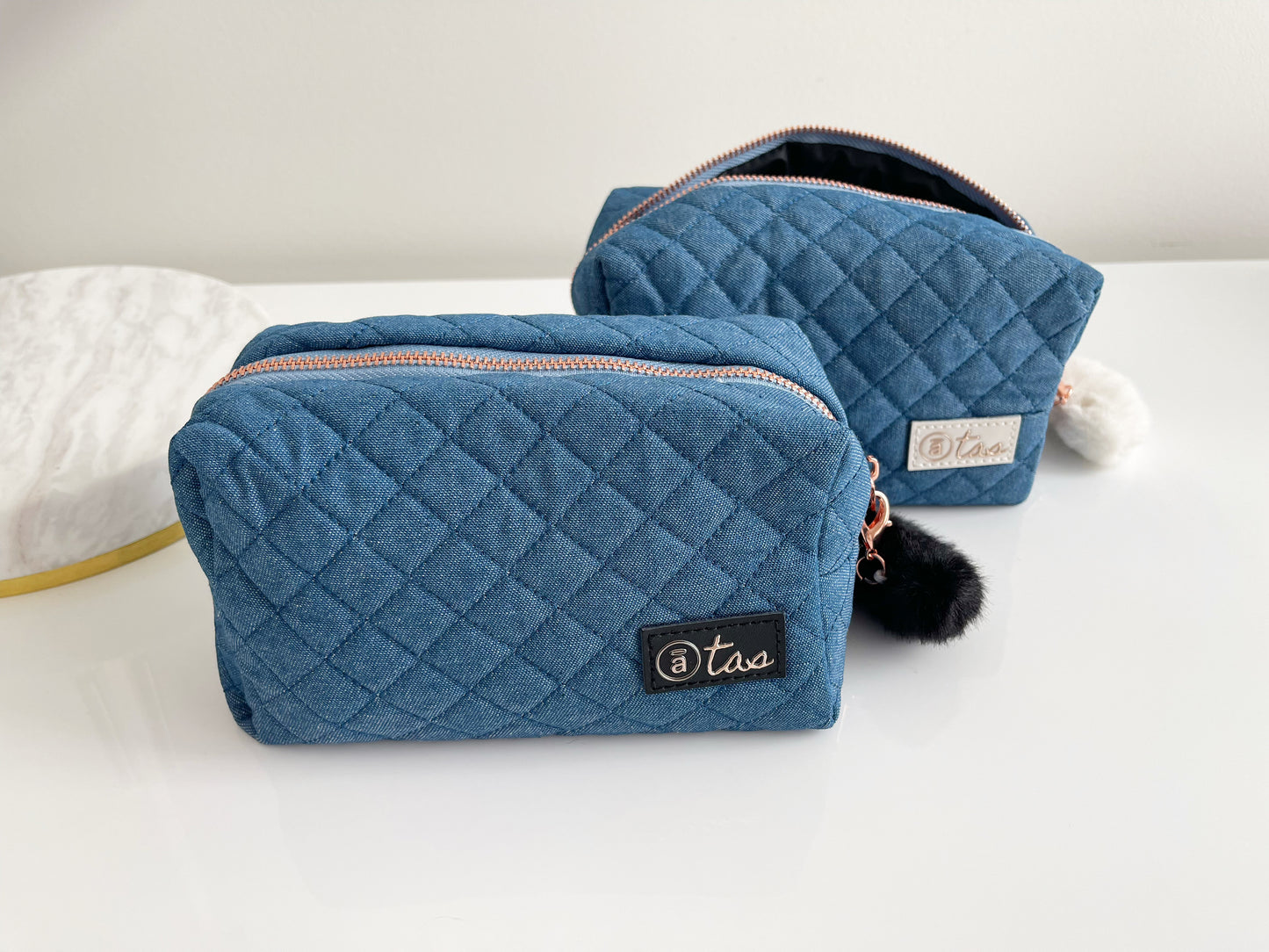 Quilted Denim Pouches
