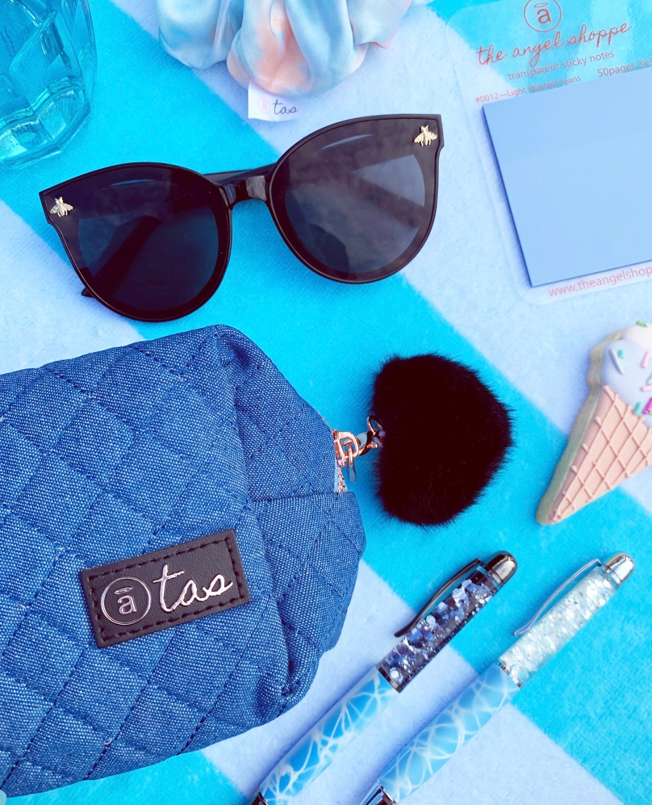 Quilted Denim Pouches