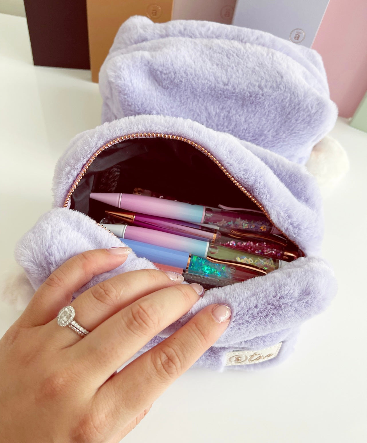 Lavender Luxe Fur Pouch