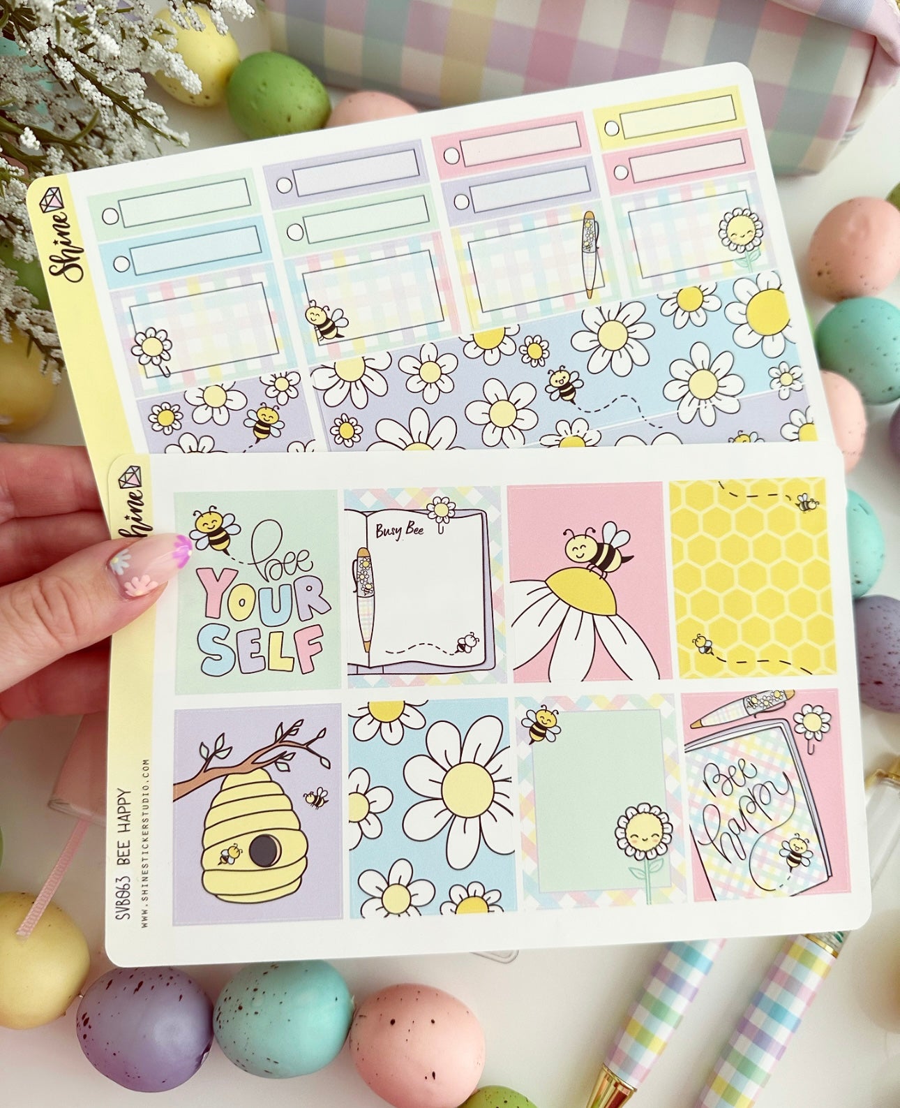 rainbow gingham - Shine Sticker Studio Collab