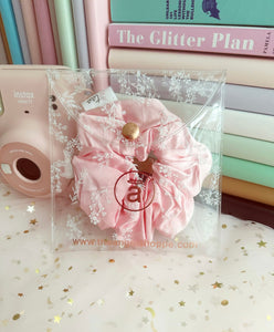 100% real silk - floral pink luxe hair scrunchie