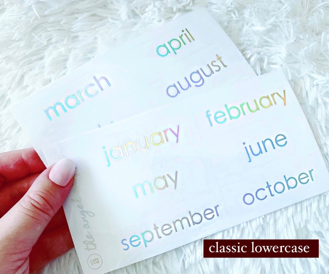 Holographic foil months- clear stickers